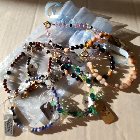 Red Jasper & White Agate Sterling Silver Bracelet - Picture 7 of 8